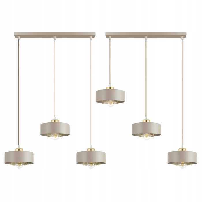 Підвісна лампа LEDLUX бежева, металева, 3xE27 із золотистими деталями