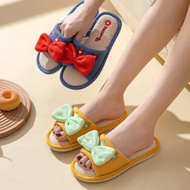 Жіночі тапочки з льону для дому - м'які, антиковзні, комфортні, жовті, 36/37 EU