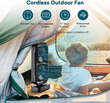 Настільний вентилятор DR.PREPARE: компактний, 40 см, 3 швидкості, осциляція 105°, таймер, для спальні, офісу, кухні (чорний)