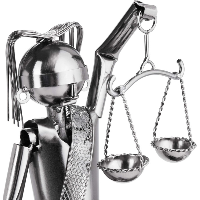 BRUBAKER Wine Bottle Holder Justice with Snake - Metal Sculpture Bottle Stand - Metal Figure Wine Gift for Lawyers, Judges, Attorneys, Law Firm - with Greeting Card