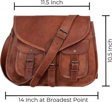 Сумка жіноча шкіряна KPL 14 дюймів через плече, крос-боді, тоут для подорожей Braun