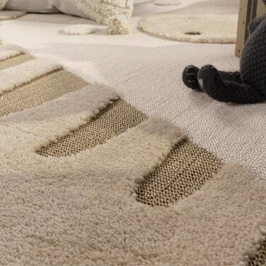 Дитячий килим Paco Home Kinderteppich 80x150 см, бежевий з левами, 3D ефект, м'який, гіпоалергенний, для дитячої кімнати