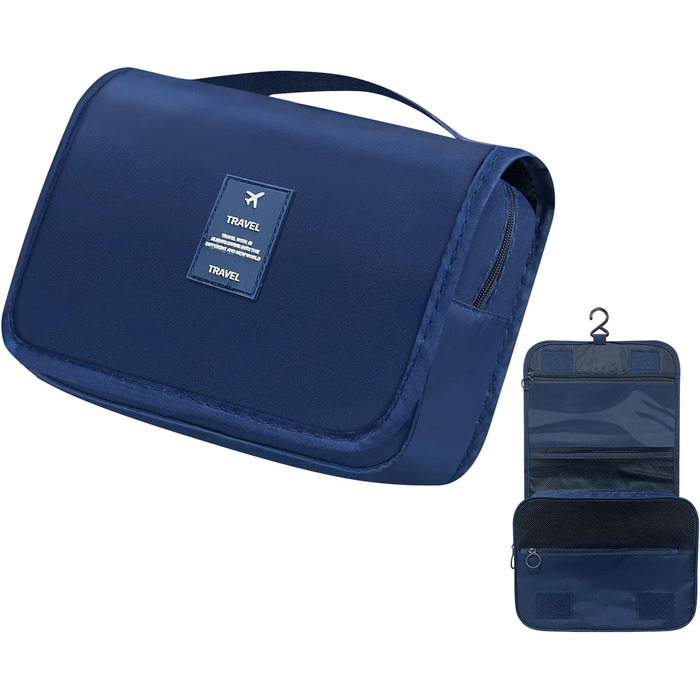 Чоловіча косметичка для подорожей з ручкою, блакитна: кілька відділень для організації речей