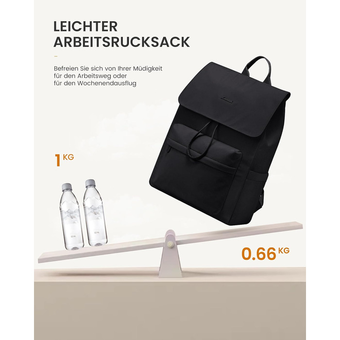 LOVEVOOK Рюкзак для жінок, 17.3 дюйми, рюкзак для школи, водонепроникний, для підлітків, легкий, з відділенням для ноутбука, для університету, школи, подорожей, роботи, чорний