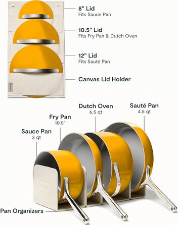 Набір кухонного посуду з антипригарним покриттям Caraway (12 предметів): каструлі, сковороди, без PTFE та PFOA, сумісний з усіма плитами (газ, електро, індукція), для духовки, Salbei (Marigold)