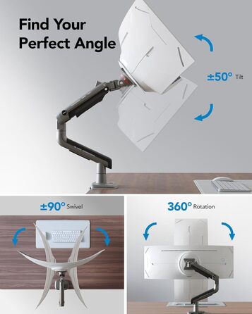 Кріплення для монітора HUANUO для Ultrawide екранів до 49 дюймів, 18 кг, регульований кронштейн, VESA 100x100mm, без RGB підсвітки
