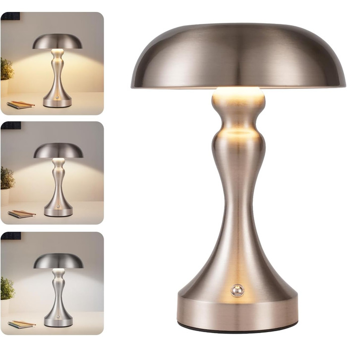 Бездротова настільна лампа Nicke - LED торшер з торканням, регульоване освітлення, USB зарядка, вінтажний дизайн, для спальні та вітальні