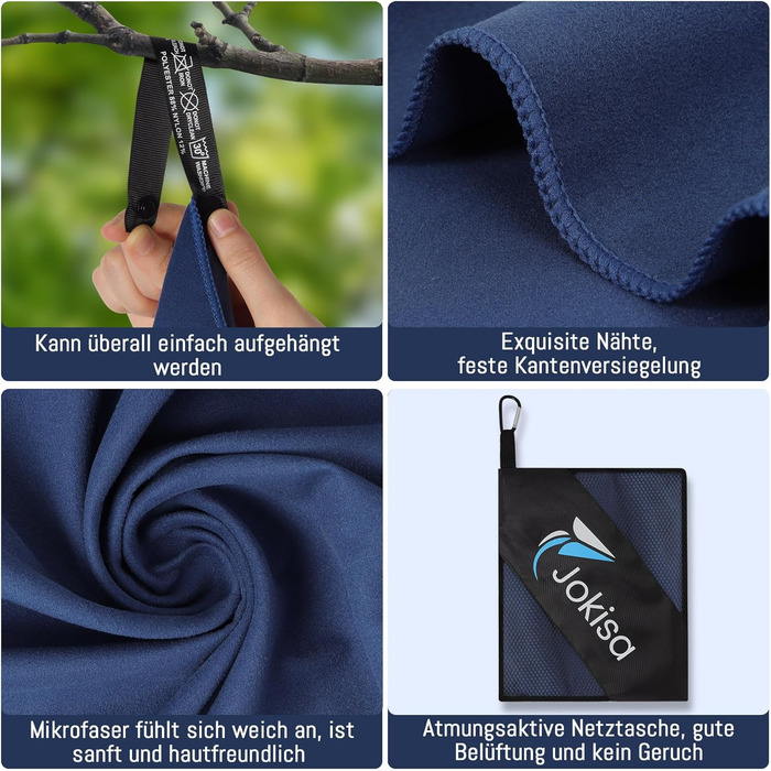 Набір рушників з мікрофібри 2 шт: великий (180x90 см) для пляжу та маленький (80x40 см) для спорту, швидковисихаючі та не піскучі, для відпочинку, сауни, трекінгу (темно-синій)