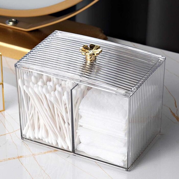 Контейнер для ватних паличок та дисків, органайзер для ванної кімнати, прозорий, 2 шт.