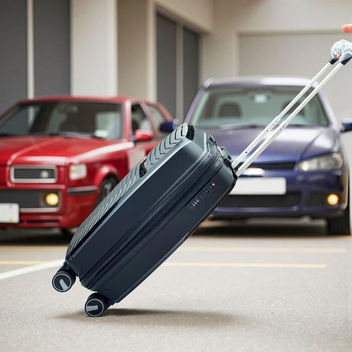 Чемодан Ribelli Handgepäck, 70L, з жорстким корпусом, на 4 колесах, з TSA-замком, телескопічний ручка, L-XL-XXL комплект (03201-чорний, L (50л))