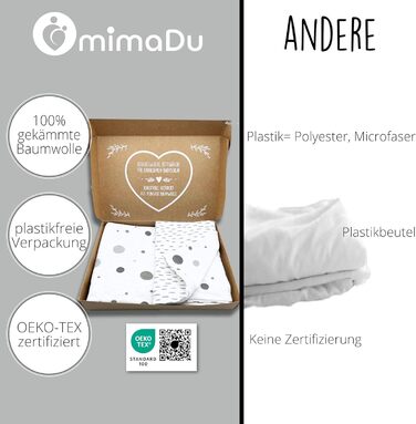 Набір постільної білизни для дитячого ліжечка з органічної бавовни GOTS (Oeko-Tex100), 100 x 135 см. Включає наволочку 40x60 см та ковдру 100x135 см. Підходить для хлопчиків та дівчаток, сірий колір.