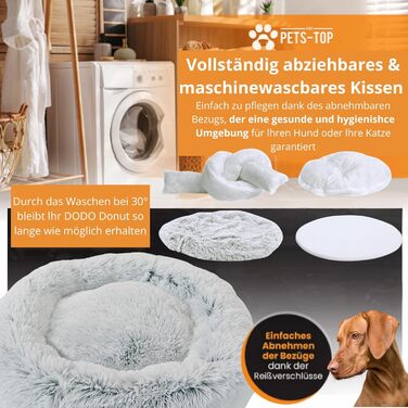 Dog Bed - Medium-Sized Dogs [with washable cover] - Dog Basket, Cat Bed, Sleeping Places & Furniture for Dogs, Long Dog Basket, Dog Bed, 80 cm Diameter, Pearl Grey