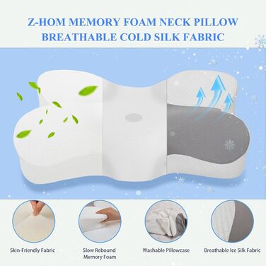 Подушка для шиї Z-hom, подушка для голови з Memory Foam, ергономічна подушка для шиї, подушка для сну на боці, спині та животі, ергономічна подушка для тих, хто спить на боці (15*15*15 см)