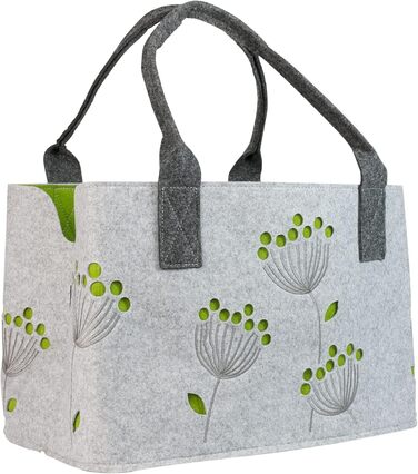 GILDE Felt Bag Dillblüte (Dill Flower), 41 cm, Shopping Bag/Wooden Bag/Beach Bag - tear-resistant & carries a lot of weight - safely cushions your purchases and has plenty of storage space (Light Grey)
