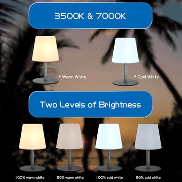 Акумуляторний світлодіодний настільний світильник MALUX з димером, теплий/холодний світ (3000K/7500K), водонепроникний IP44, сірий - для дому та саду