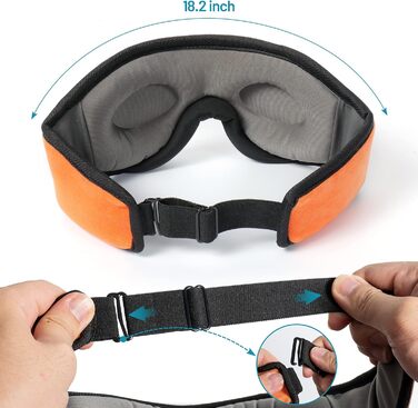 Маска для сну з Bluetooth-навушниками Boodlab 3D, бездротові, миючіся, для сну, медитації, подорожей, помаранчевий колір