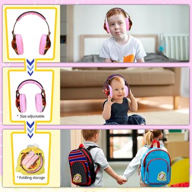Навушники для захисту від шуму для дітей з аутизмом, для малюків та підлітків, ідеальні для феєрверків та концертів, SNR 28 dB