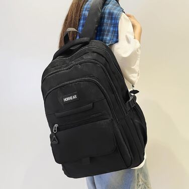 Чорний шкільний рюкзак для дівчат та жінок: стильний, місткий, для навчання та повсякденного використання