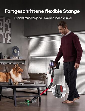 Ultenic U16 Flex Cordless Vacuum Cleaner 550W/45 Kpa, 60-Minute Runtime Cordless Vacuum with Touchscreen and Telescopic Tube, Wall-Mounted Charging Station with Indicator Light, Anti-Tangle for Hard Floors, Carpets, and Pet Hair