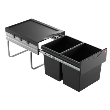 Система сортування сміття Hailo Raumspar-Tandem 2x18л для шаф від 40 см з розпашними дверцятами, чорний (3641500)