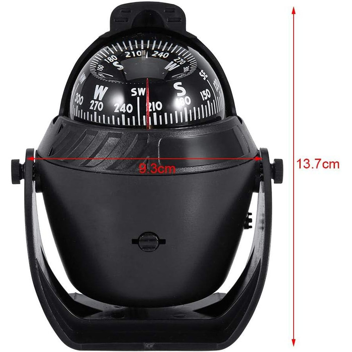 Filfeel Digital Marine Compass, High Precision LED Light Swivel Compass, Navigation Electronic Compass Ball Compass for Marine Boat Car - 5.39