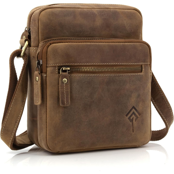 Чоловіча сумка через плече JOREY з натуральної шкіри, Camel (для бізнесу, роботи, подорожей)