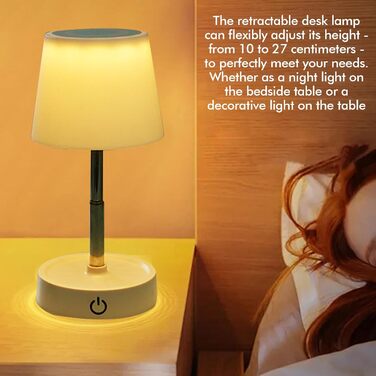 LED Настільна лампа акумуляторна 2 шт. USB зарядка, телескопічна, бездротова, тепле біле світло, сенсорна, для спальні, вітальні, тумбочки