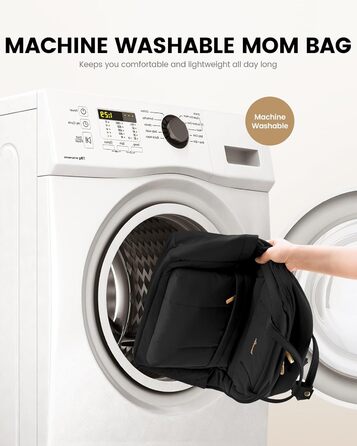 Рюкзак-переноска LOVEVOOK для мами та тата: рюкзак-сумка для догляду за дитиною з пеленальною підкладкою та ременями для дитячої коляски, чорний M