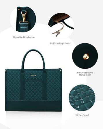 Сумка для ноутбука LOVEVOOK жіноча водонепроникна, велика сумка для роботи, навчання, офісу (17 дюймів, темно-зелена)