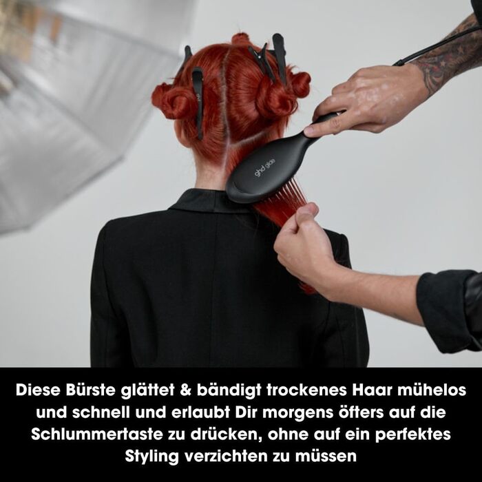 Гладка щітка ghd Glide: для шовковистого та блискучого волосся, випрямляє та дисциплінує сухе волосся, без пуху, для всіх типів волосся, без екстремальних пошкоджень, чорна