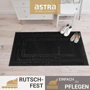 Придверний килимок Astra 40x60 см, протиковзний та вологостійкий килим для входу та балкона, чорний