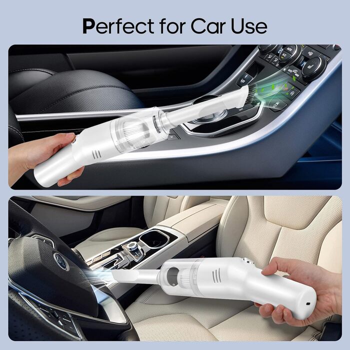 Акумуляторний портативний ручний пилосос Suloea, USB, для авто та дому, легкий, бездротовий, білий