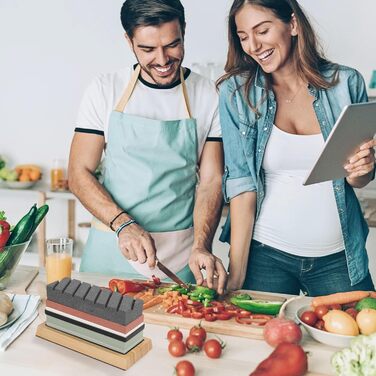 Набір для заточування ножів Youyijia 9-в-1 з алмазними точками 400/1000 та 3000/8000 гріт, професійний, з кутовою направляючою та бамбуковим основанням