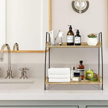 Coffee bar accessories and organizers, countertop, coffee station, organizer, kitchen counter, shelf, organizer, coffee spice storage, lid holder, countertop shelf for bathroom (Brown)
