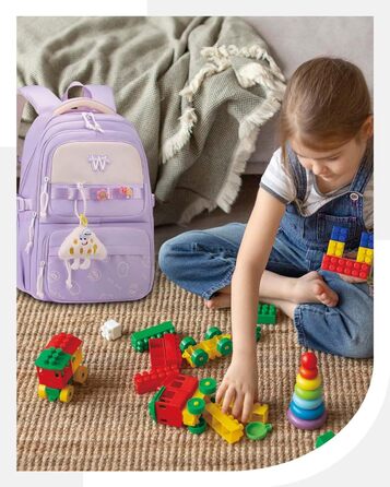 Шкільний рюкзак для підлітків: водонепроникний, великий, підходить для дівчат та хлопців, для школи, подорожей та повсякденного використання (фіолетовий)