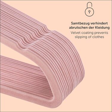 Blumtal Clothes Hangers, 50 Pieces - Velvet Clothes Hangers, 360° Swivel and Load-Bearing - Space-Saving and Non-Slip Clothes Hangers - Pink Velvet Clothes Hangers - Velvet Hangers - Pink Velvet Clothes Hangers