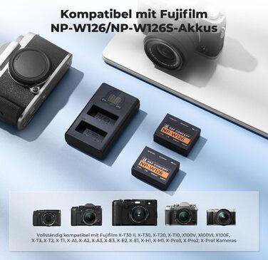 Акумулятор K&F Concept NP-W126/NP-W126S для Fujifilm (1300 mAh x2) + Зарядний пристрій Type-C/Micro-USB