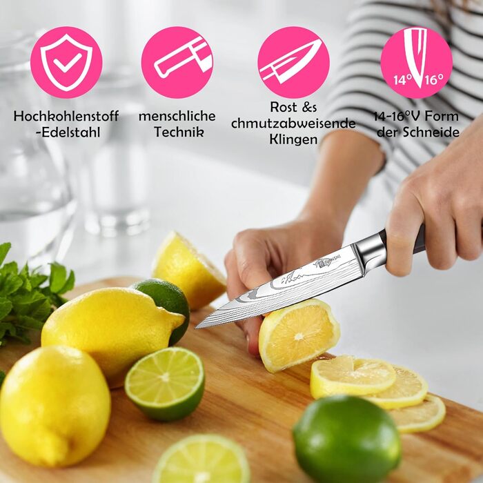 JUANSHI® 4-Piece Knife Set – Professional Kitchen Knife Set made of high-quality stainless steel, sharp blades, including Santoku, Chef's Knife, Bread Knife, and Utility Knife, perfect kitchen accessory