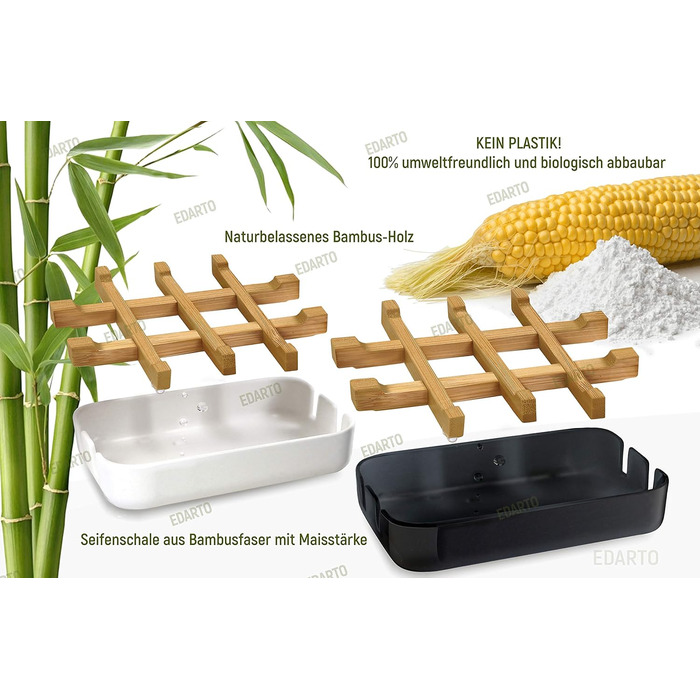 Набір для миття рук: мильниця з бамбука та кукурудзяного крохмалю + 2 мішечки для мила