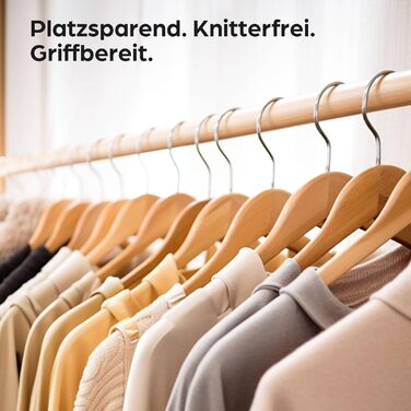 Дерев'яні вішалки для одягу Praknu (20 шт.) з перекладиною та обертовим гачком 360° - для сорочок та штанів