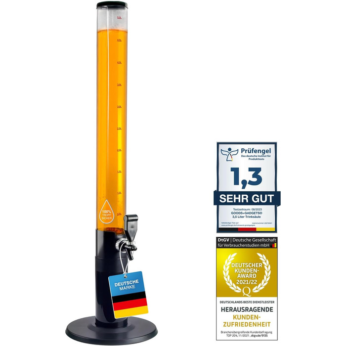 GOODS+GADGETS XXL Drinks Column Beer Column Beer Tower Party Beer Dispensing Column with Tap (5 Liter)