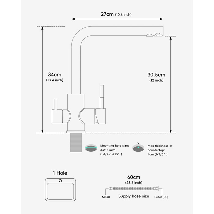 Чорний кухонний змішувач Appaso з висувною лійкою, 360° обертання, 2 режими струменя, для кухні | Нержавіюча сталь