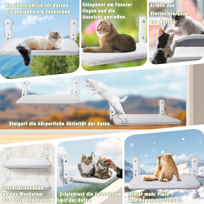 Кігтеточка-ліжко для котів на вікно 60x30 см, сіра, XL, до 20 кг