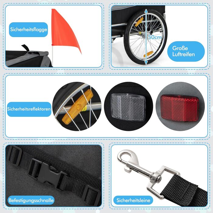 Фаркоп для велосипеда Costway для собак до 40 кг, велосипедний фаркоп для собак, складаний, сірий