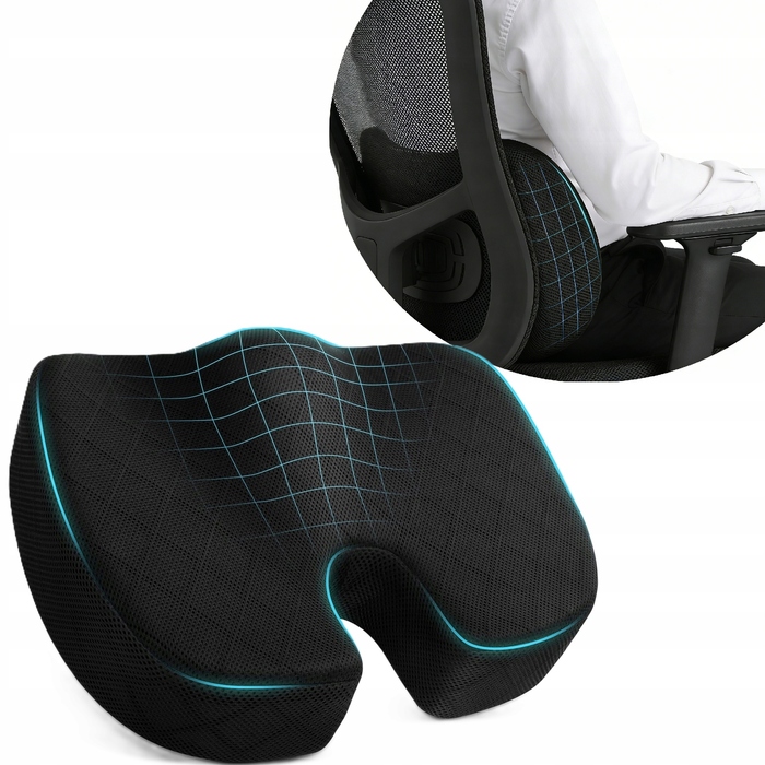 Ортопедична подушка для сидіння з ефектом пам'яті (Memory Foam), ергономічна