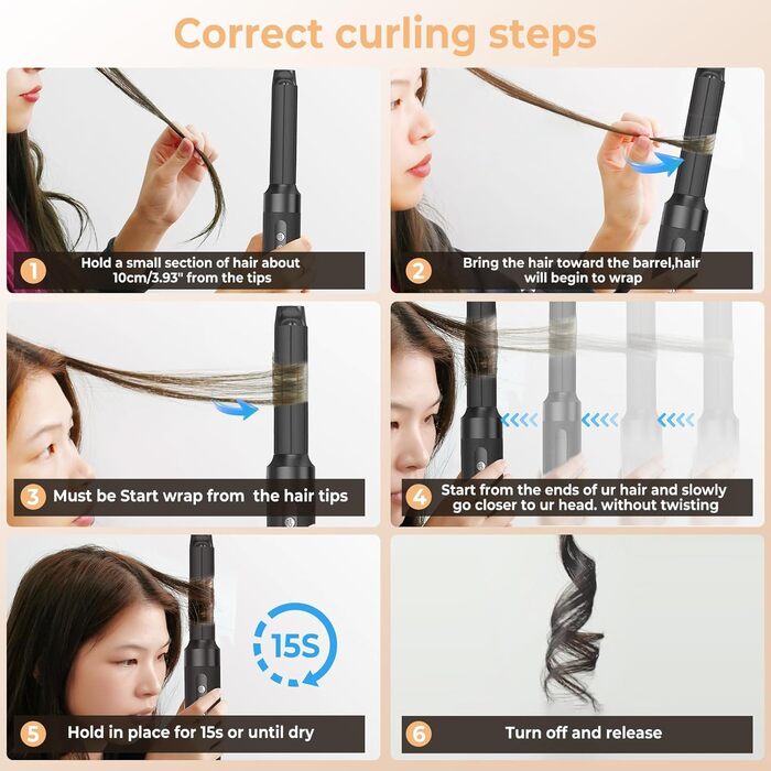 UKLISS Airstyler 7-in-1: Фен-щітка, автоматична завивка, 7 функцій, чорний