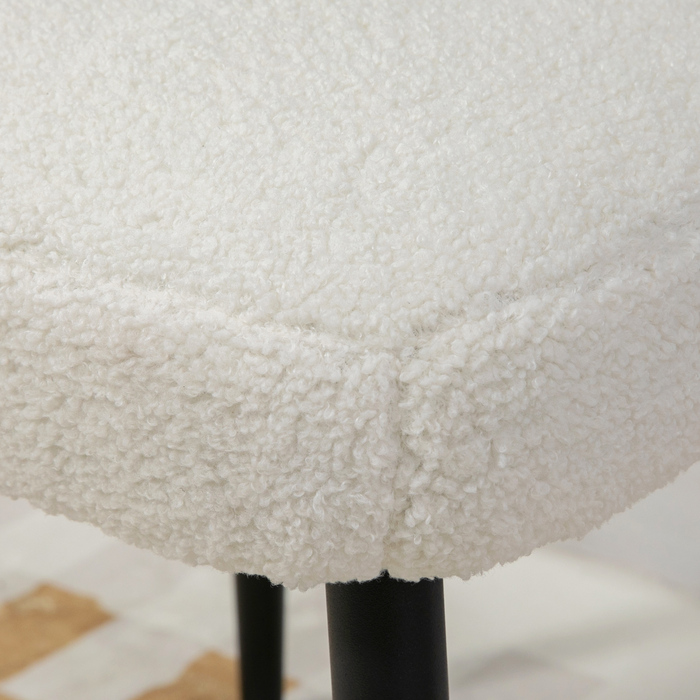 HOMCOM Square Footrest Ottoman Vanity Stool, Cashmere-Look with Steel Legs for Living Room Bedroom, Cream, 42x42x47cm