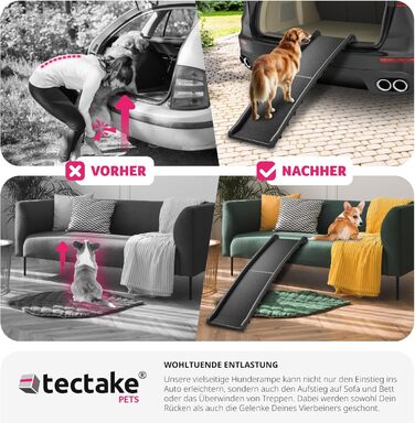 Рампа для собак Tectake®: складна, неслизька, до 90 кг, захист багажника, для авто, ліжка, дивану та сходів