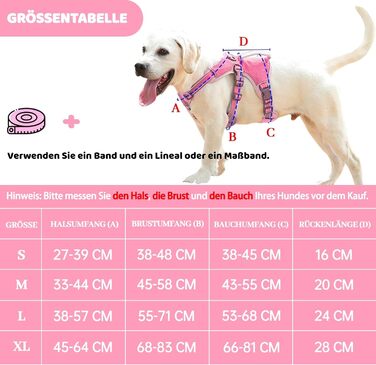 Шлейка для собак BELPRO, багатоцільова, антизламання, без тяги, світловідбиваюча, регульована, з міцною ручкою, для великих/активних собак (L) (1 шт, Рожевий)