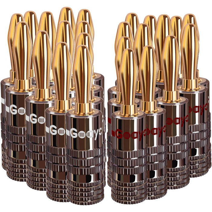 Бананові конектори 24K позолота для акустичних систем - (6 пар / 12 шт.) (24 шт.)